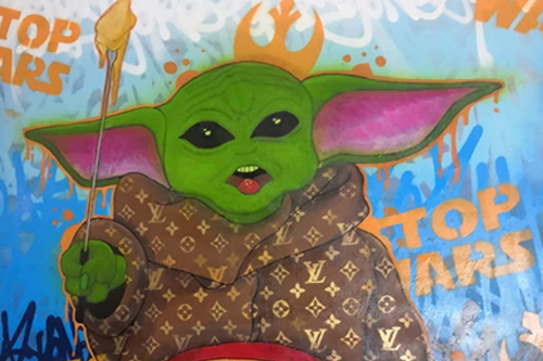 Graffeur Geneve suisse baby yoda fondue